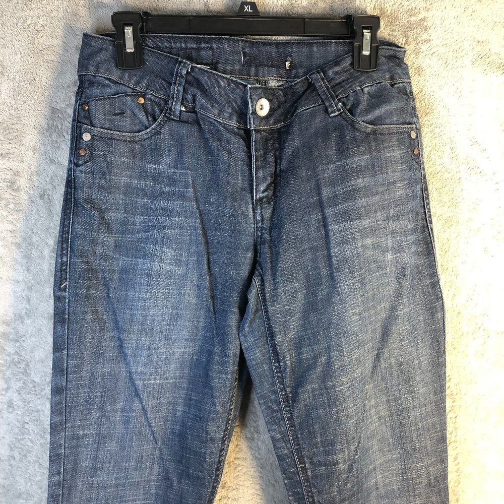 LEI Women's/Juniors Ashley Trouble Skinny Dark Wash Whiskered Denim Jeans
